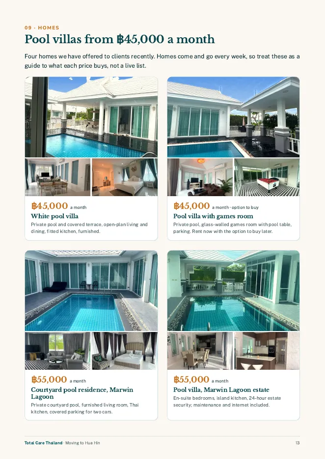 Pool villas from 45,000 baht a month